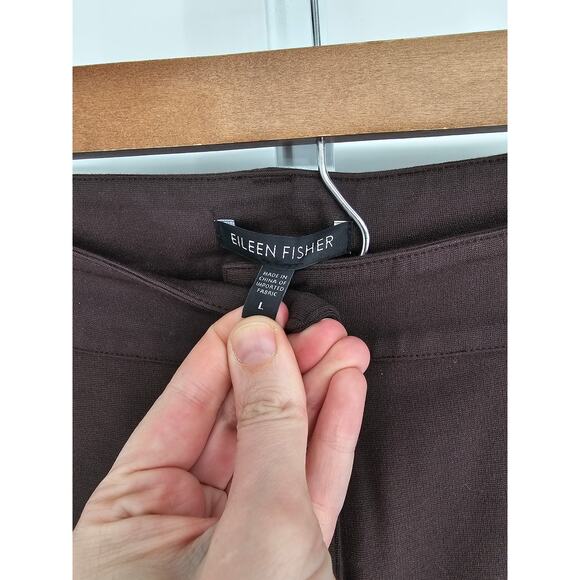 Eileen Fisher Women's Brown Mid Rise Button Closer Zipper Hem Pant Size L - Picture 4 of 5